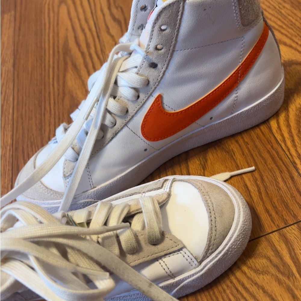 Nike White and Orange High-Tops